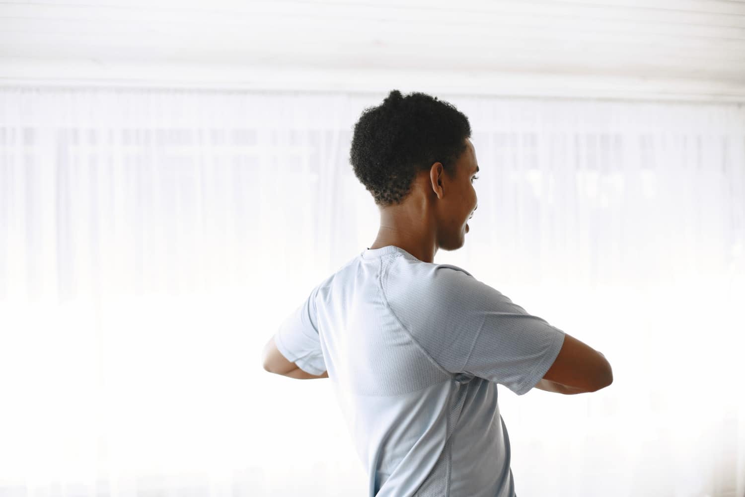 man stretching